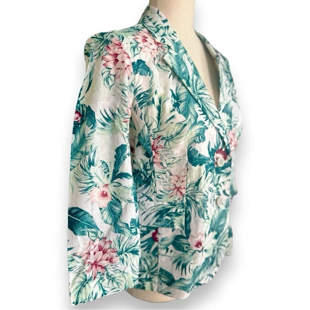 Laura Felt - Tropical Print, Palm Print Blazer Jacket, Colorful Blazer, Size 2